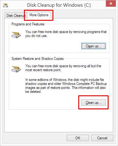 Disk Cleanup More Options