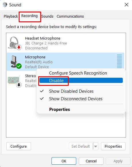 Windows 11 Disable Microphone