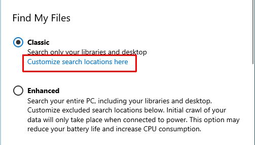 Customize search locations