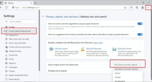 Change default search engine in Edge