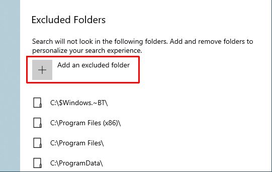Search exclude folder