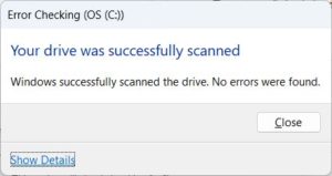 Disk Successfully Scanned