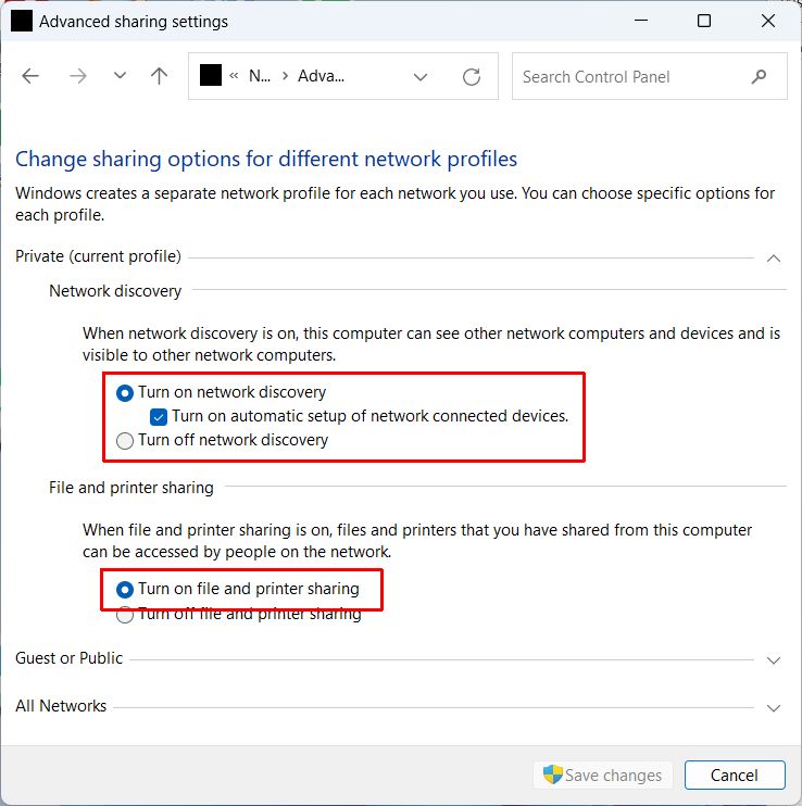 Enable Network Discovery