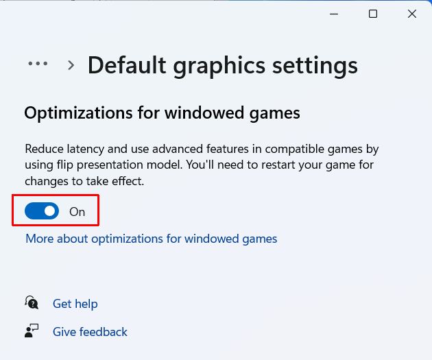 Optimizations for windowed games