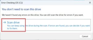 Scan drive for errors