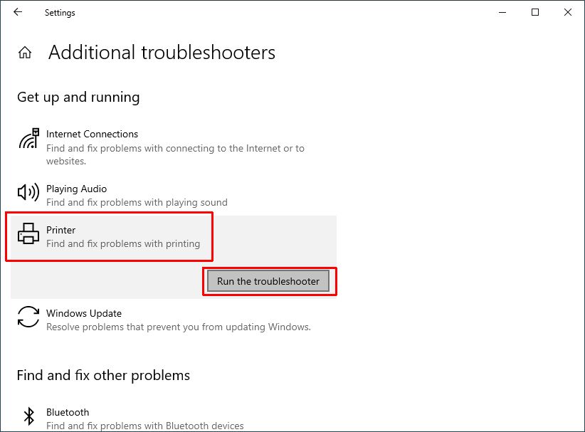 Windows 10 printer troubleshooter