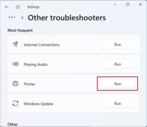 Windows 11 run printer troubleshooter