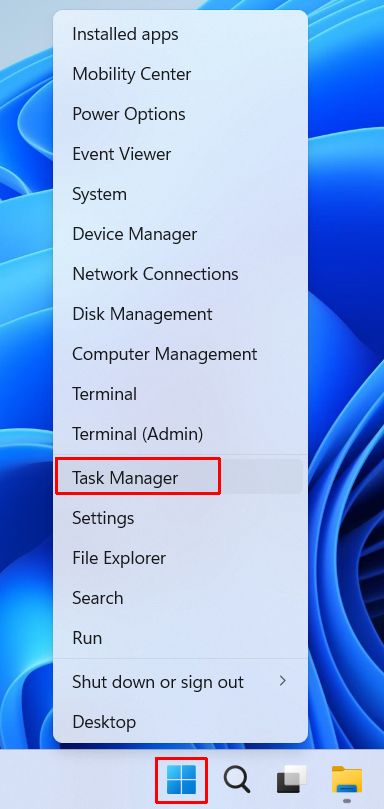 Open Task Manager in Windows 11