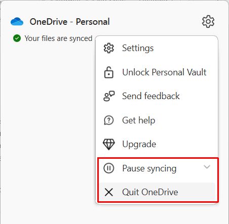 Close OneDrive App