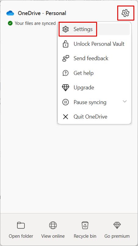 OneDrive App Settings