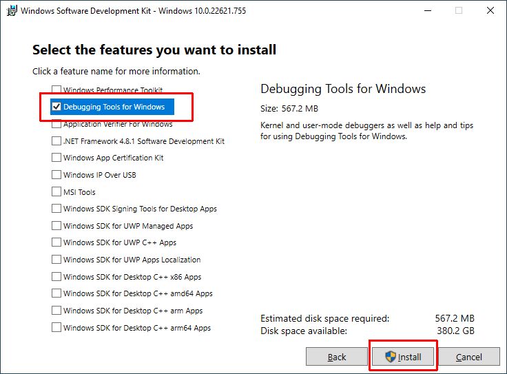 Install Debugging Tools for Windows