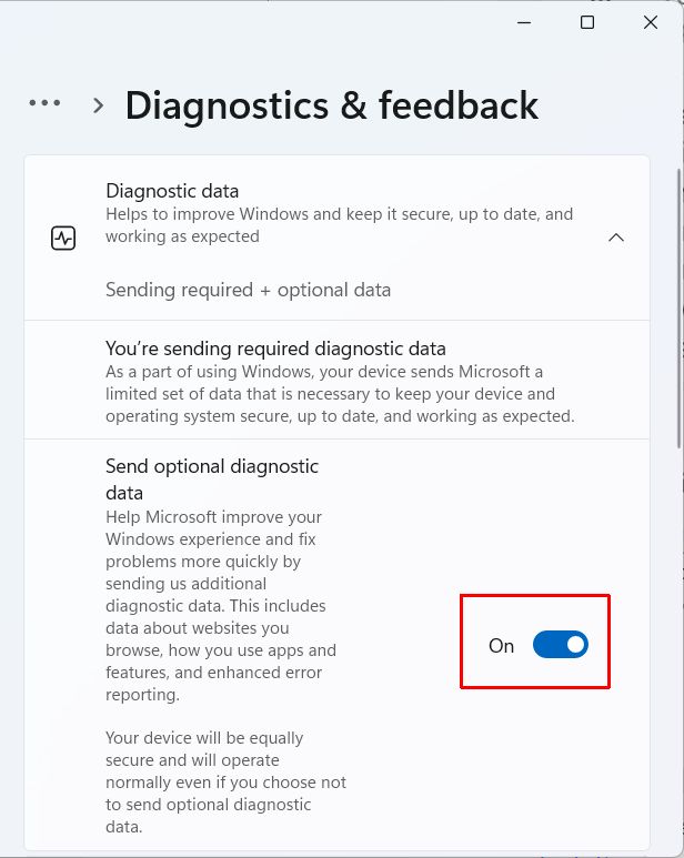 Do not send diagnostic data