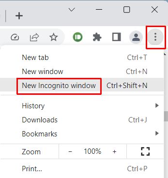 Google Chrome Incognito window