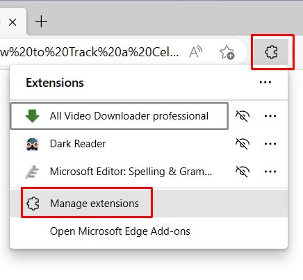 Disable extensions in Edge