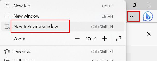 Microsoft Edge InPrivate window