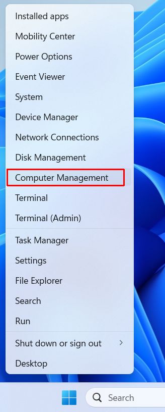 Open Computer Management on Windows 11